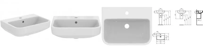 Раковина «Ideal Standard» i.life S 50/37 T458501 фарфоровая белая Раковина «Ideal Standard» i.life S 50/37 T458501 фарфоровая белая