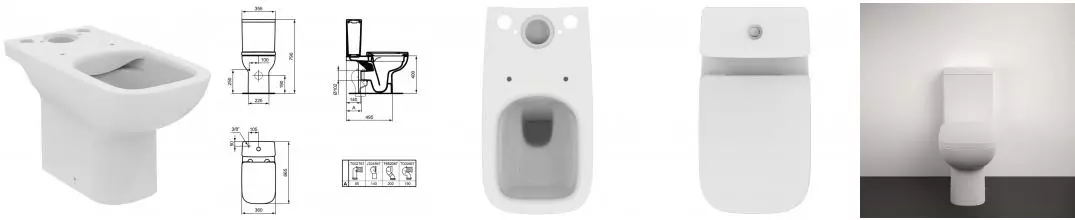 T472101 Ideal Standard i.life A Напольный безободковый унитаз для монтажа с бачком, горизонтальный выпуск, технология RimLS+, с крепежом TT0257919 T472101 · Ideal Standard, T472101