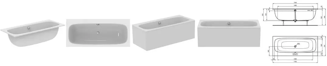 Ванна акриловая «Ideal Standard» i.life Duo 170/75 без опор без сифона белая Ванна акриловая «Ideal Standard» i.life Duo 170/75 без опор без сифона белая