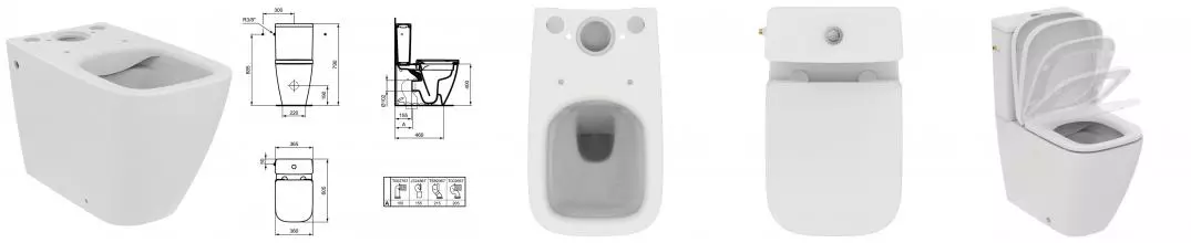 T500001 Ideal Standard i.life S Безободковый напольный пристенный унитаз с технологией RimLS+, для монтажа с бачком T473501, горизонтальный (универсальный) выпуск, глубокий смыв, Сиденье и крышка T473601 или T473701 заказывается дополнительно, с крепежом T500001 · Ideal Standard, T500001