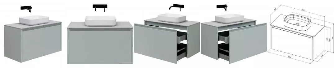 Тумба с раковиной «Allen Brau» Fantasy 100 с 2 ящиками (1 скрытый) подвесная рapyrus white matt