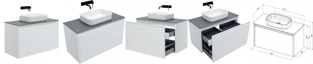 Тумба с раковиной «Allen Brau» Fantasy 100 с 2 ящиками (1 скрытый) подвесная white matt Тумба с раковиной «Allen Brau» Fantasy 100 с 2 ящиками (1 скрытый) подвесная white matt