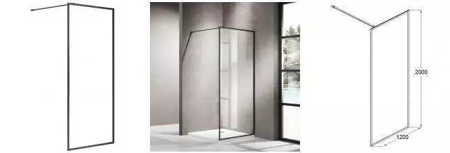 Душевая перегородка «Azario» Richmond 6310 Walk-in 120/200 прозрачная/чёрная без поддона универсальная Душевая перегородка «Azario» Richmond 6310 Walk-in 120/200 прозрачная/чёрная без поддона универсальная