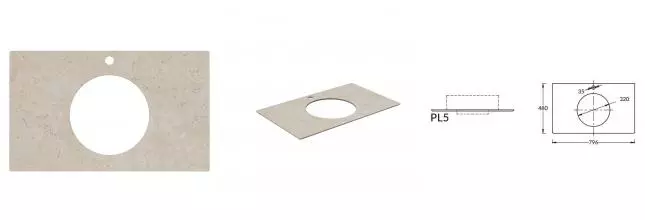 Мебельная столешница «Kerama Marazzi» Plaza PL5.DD590500R\80 80/48 керамогранит бежевый тёмный