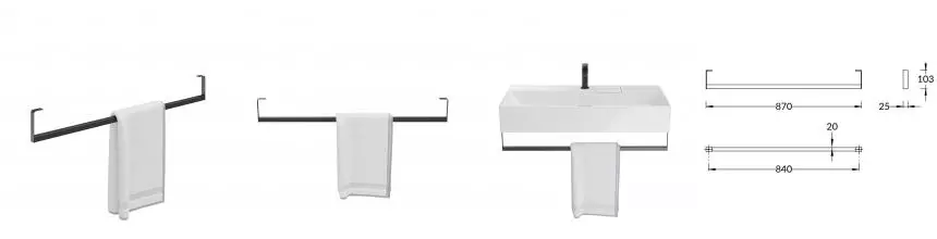 Полотенцедержатель «Kerama Marazzi» Logica 90 чёрный матовый