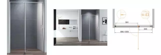 Душевая дверь «Cezares» URBAN-B-12-100-C-CR 100/195 прозрачная/хром Душевая дверь «Cezares» URBAN-B-12-100-C-CR 100/195 прозрачная/хром