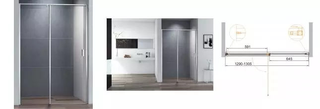 Душевая дверь «Cezares» URBAN-B-12-130-C-CR 130/195 прозрачная/хром Душевая дверь «Cezares» URBAN-B-12-130-C-CR 130/195 прозрачная/хром