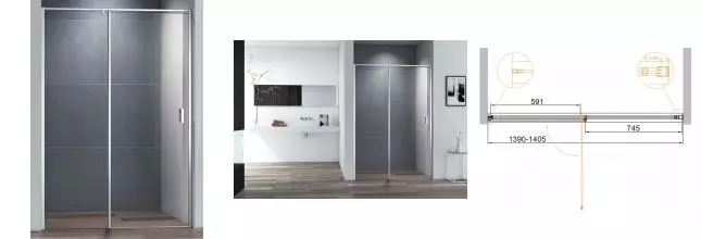 Душевая дверь «Cezares» URBAN-B-12-140-C-CR 140/195 прозрачная/хром Душевая дверь «Cezares» URBAN-B-12-140-C-CR 140/195 прозрачная/хром
