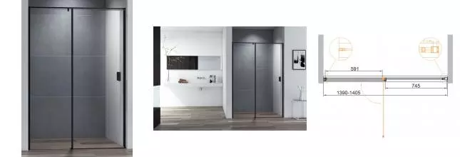 Душевая дверь «Cezares» URBAN-B-12-140-C-NERO 140/195 прозрачная/чёрная Душевая дверь «Cezares» URBAN-B-12-140-C-NERO 140/195 прозрачная/чёрная