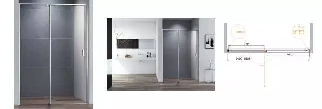Душевая дверь «Cezares» URBAN-B-12-150-C-CR 150/195 прозрачная/хром Душевая дверь «Cezares» URBAN-B-12-150-C-CR 150/195 прозрачная/хром