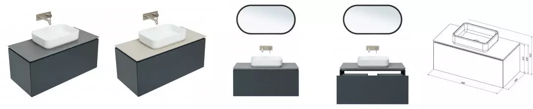 Тумба с раковиной «Allen Brau» Infinity 100 с 2 ящиками (1 скрытый) подвесная anthracite matt