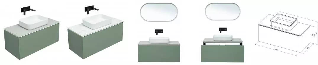 Тумба с раковиной «Allen Brau» Infinity 100 с 2 ящиками (1 скрытый) подвесная cement grey matt