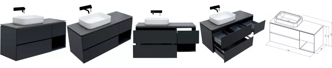 Тумба с раковиной «Allen Brau» Infinity 120 L подвесная anthracite matt левая