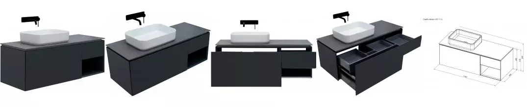 Тумба с раковиной «Allen Brau» Infinity 120 L с 3 ящиками (1 скрытый) подвесная anthracite matt левая