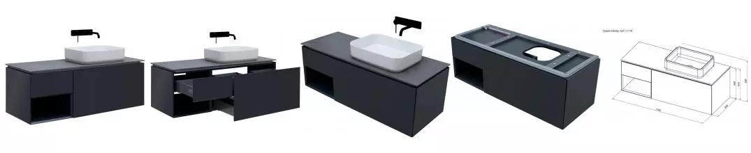 Тумба с раковиной «Allen Brau» Infinity 120 R с 3 ящиками (1 скрытый) подвесная anthracite matt правая