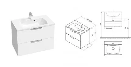 Тумба с раковиной «Ravak» SD Classic II 80 (Classic II 80/45) подвесная белая/серая Тумба с раковиной «Ravak» SD Classic II 80 (Classic II 80/45) подвесная белая/серая
