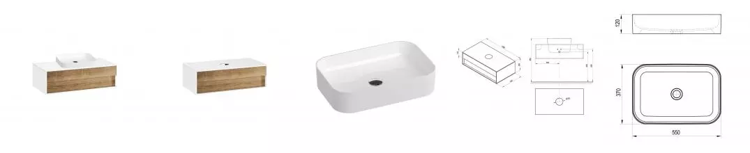 Тумба с раковиной «Ravak» SD Step 100 (Ceramic Slim R 55/37) подвесная белая/орех
