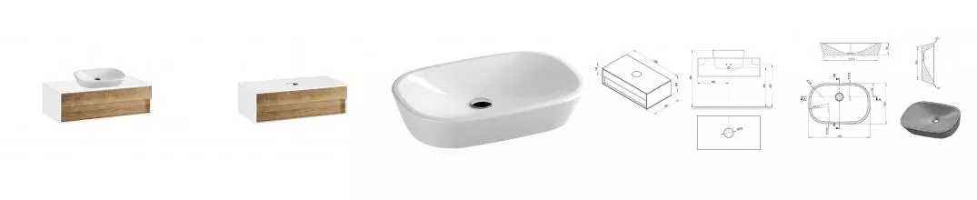 Тумба с раковиной «Ravak» SD Step 100 (Ceramic O 60/40) подвесная белая/орех