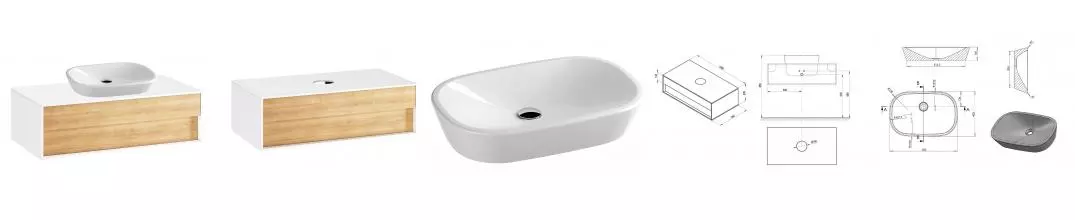 Тумба с раковиной «Ravak» SD Step 100 (Ceramic O 60/40) подвесная белая/дуб