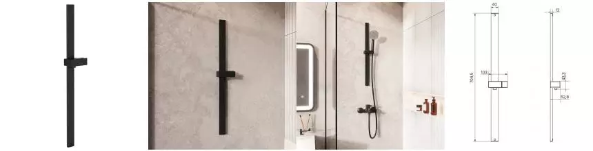 Штанга для душа «Iddis» Optima Home OPH70B0i17 чёрная матовая Штанга для душа «Iddis» Optima Home OPH70B0i17 чёрная матовая