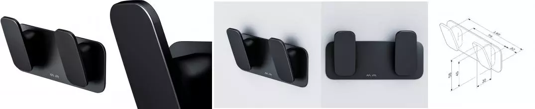 Двойной крючок «Am.Pm» Inspire V2.0 A50A35622 на стену чёрный матовый Двойной крючок «Am.Pm» Inspire V2.0 A50A35622 на стену чёрный матовый