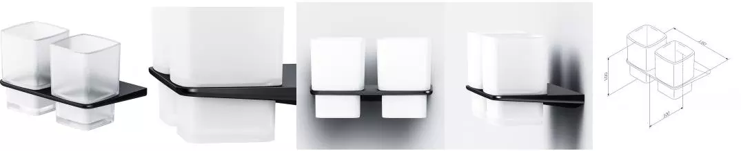 Двойной стакан для зубных щёток «Am.Pm» Inspire V2.0 A50A343422 на стену чёрный матовый