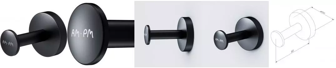 Крючок «Am.Pm» Inspire V2.0 A50A35822 на стену чёрный матовый