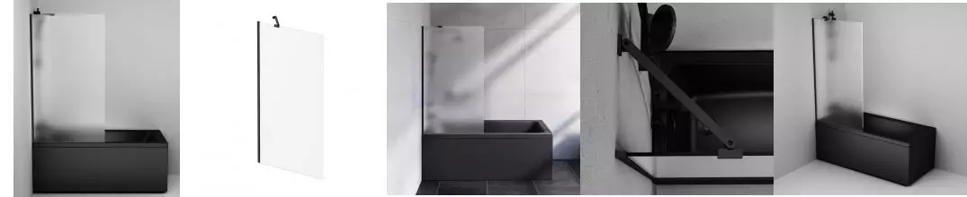 Шторка на ванну стеклянная «Am.Pm» W90BS-080-140BM 80/140 матовая/чёрная универсальная