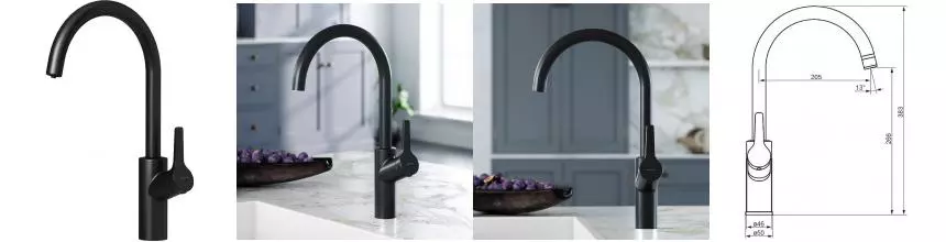 Смеситель для кухни с подключением к фильтру «Damixa» Eclipse 310721300 чёрный матовый Смеситель для кухни с подключением к фильтру «Damixa» Eclipse 310721300 чёрный матовый