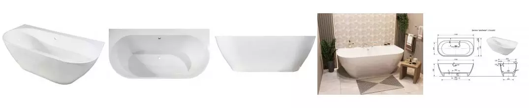 Ванна из литьевого мрамора «Эстет» Майами 170/85 с ножками без сифона белая Ванна из литьевого мрамора «Эстет» Майами 170/85 с ножками без сифона белая