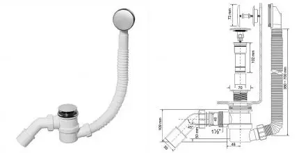 Сифон для ванны слив-перелив «Эстет» McAlpine Mrb11 перелив 70 см хром Клик-клак