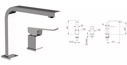 Смеситель для раковины «Remer» Absolute AU57 хром Смеситель для раковины «Remer» Absolute AU57 хром