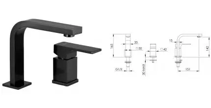 Смеситель для раковины «Remer» Absolute AU57CFP брашированный чёрный Смеситель для раковины «Remer» Absolute AU57CFP брашированный чёрный