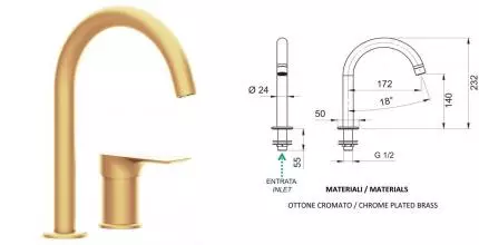 Смеситель для раковины «Remer» Infinity I57BG брашированное золото Смеситель для раковины «Remer» Infinity I57BG брашированное золото