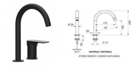 Смеситель для раковины «Remer» Infinity I57NO чёрный матовый