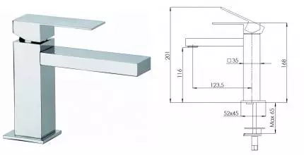 Смеситель для раковины «Remer» Qubica Design QD12 хром