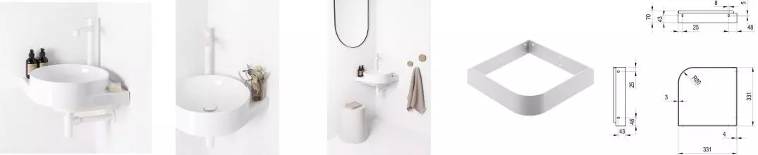 Консоль «Ravak» Yard 45 C (Yard 450 C XJX01245000 45/45) подвесная угловая белая