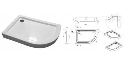 Душевой поддон «Am.Pm» Bliss L Twin Slide W53T-302L120W 120/80 низкий акриловый прямоугольно-асимметричный с сифоном левый