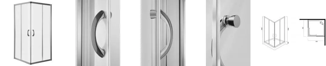 Душевой угол-ограждение «Am.Pm» Bliss L Square Slide W53G-303-090MT 90/90 прозрачный без поддона Душевой угол-ограждение «Am.Pm» Bliss L Square Slide W53G-303-090MT 90/90 прозрачный без поддона