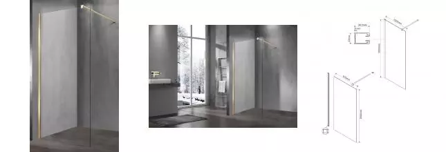 Душевая перегородка «Vincea» Walk-In VSW-1H100CLG 100/200 прозрачная/матовая золотая Душевая перегородка «Vincea» Walk-In VSW-1H100CLG 100/200 прозрачная/матовая золотая