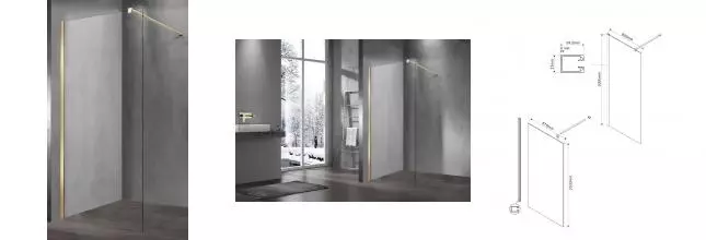 Душевая перегородка «Vincea» Walk-In VSW-1H900CLG 90/200 прозрачная/матовая золотая Душевая перегородка «Vincea» Walk-In VSW-1H900CLG 90/200 прозрачная/матовая золотая