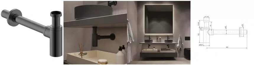 Сифон для раковины «Iddis» Optima Home OPTGM00i84 графит