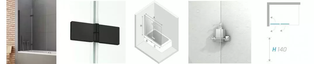 Шторка на ванну стеклянная «New Trendy» New Soleo 120/140 P-0043 прозрачная/чёрная левая Шторка на ванну стеклянная «New Trendy» New Soleo 120/140 P-0043 прозрачная/чёрная левая