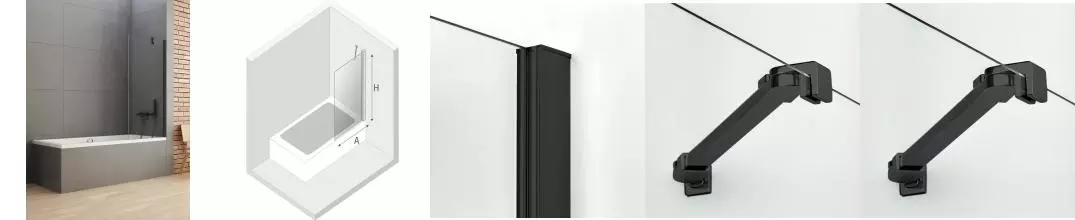 Шторка на ванну стеклянная «New Trendy» New Soleo 50/140 P-0077 прозрачная/чёрная универсальная Шторка на ванну стеклянная «New Trendy» New Soleo 50/140 P-0077 прозрачная/чёрная универсальная