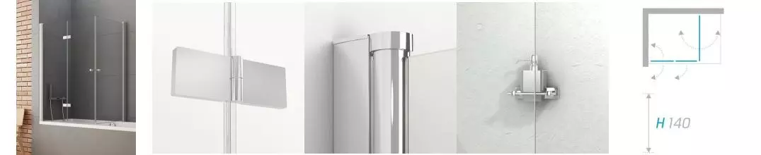 Шторка на ванну стеклянная «New Trendy» New Soleo 100/140 P-0028/P-0024 прозрачная/хром левая