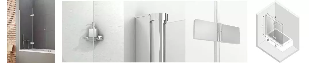 Шторка на ванну стеклянная «New Trendy» New Soleo 110/140 P-0082 прозрачная/хром левая