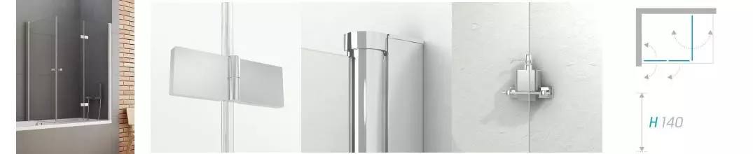 Шторка на ванну стеклянная «New Trendy» New Soleo 100/140 P-0029/P-0024 прозрачная/хром правая