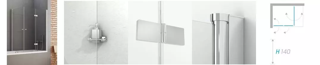 Шторка на ванну стеклянная «New Trendy» New Soleo 120/140 P-0031/P-0024 прозрачная/хром правая