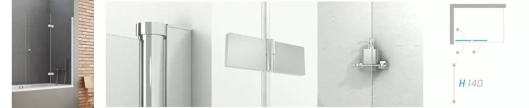 Шторка на ванну стеклянная «New Trendy» New Soleo 100/140 P-0029 прозрачная/хром правая