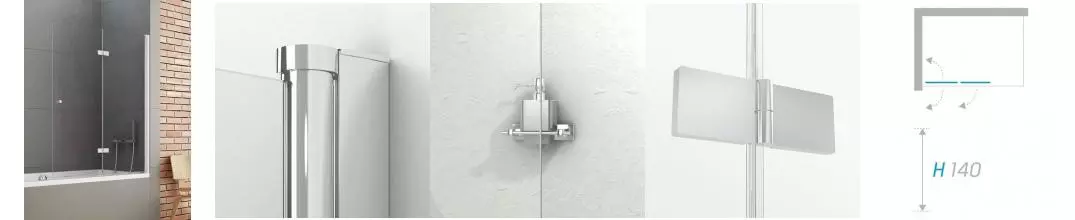 Шторка на ванну стеклянная «New Trendy» New Soleo 110/140 P-0083 прозрачная/хром правая